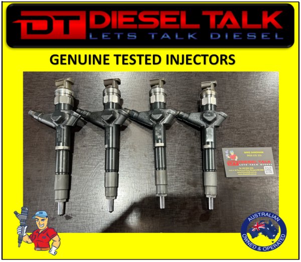 16600-EB70A GENUINE USED TESTED NISSAN NAVARA YD25 DIESEL INJECTOR SET. SET OF 4 INJECTORS WITH WASHERS. SUIT THAILAND BUILD